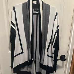 St. John Women's Black, Gray, and White Cardigan